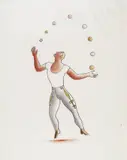 The Juggler Pen and ink with chalk by Paule Vézelay, Pen and ink with chalk, unframed, sold Dec 2016