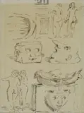 Mixed studies Signed with initials Pen and ink on P & O Canberra paper 19 x 14cm Provenance: The Estate of Professor Rodney Fitch CBE by Edward Ardizzone, Pen and ink on P & O Canberra paper, sold Dec 2016