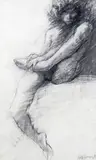 Seated nude holding her foot Signed and dated 81 Pencil with rubbing by Ralph Brown, Pencil with rubbing out, offered Dec 2016