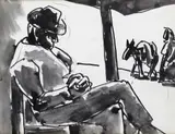 Mexican resting Pen by Josef Herman, Pen, ink and wash, sold Dec 2016