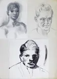 Portrait studies Three by Keith Vaughan, pencil, sold Dec 2016