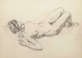 Reclining female nudes Two, both pencil 26 x 36cm and 23 x 34cm (2) Painted in February 1939 ++Both with one or two minor blemishes otherwise good condition by Arthur Royce Bradbury, pencil, sold Dec 2016