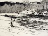 Into Salmon, Cumberland, Derwent Signed Drypoint etching 22.5 x 30cm With another of The Rockpool by the same hand (2) ++1 by Norman Wilkinson, Drypoint etching, sold Dec 2016