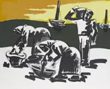 Cockle gatherers Signed by Josef Herman, Lithograph, artist's proof, sold Dec 2016