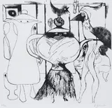 Mrs Pott, 1972 Signed and numbered 28/75 Etching, mounted, unframed 25 x 27cm Provenance: Blond Fine Art, London, Cat by Edward Burra, Etching, mounted, unframed, sold Dec 2016