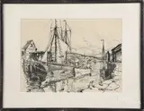 harbor study by Emile Albert Gruppe, mixed media, sold Apr 2020