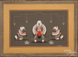 of Native American Indian dancers by Fred Beaver, gouache, sold Apr 2020