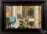 interior scene by Charles F. Keller, oil on canvas, sold Jan 2020