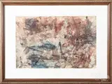abstract with fish by John McCoy, watercolor, sold Jan 2020
