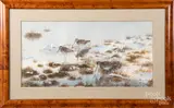 coastal scene with shorebirds by Philip Rickman, watercolor and gouache, sold Jan 2020