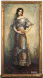 full length portrait of a woman by Frank Heuston, oil on canvas, sold Jan 2020