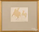of three deer by Luigi Rist, woodcut, sold Jan 2020