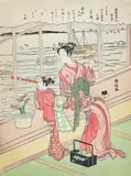 Beautiful Courtesan Motoura by Suzuki Harunobu, woodblock print, sold Nov 2021