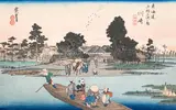 Print from Series Fifty-three Station of the Tokaido by Utagawa Hiroshige, woodblock print, sold Nov 2021