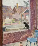 Cat In The Window by Roland Wakelin, c.1929, oil on board, sold Apr 2010