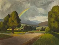 Rainbow by Roland Wakelin, 1946, oil on board, sold Apr 2010