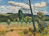 Orchard by Roland Wakelin, 1957, oil on board, offered Apr 2010