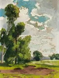 Spring Time by Roland Wakelin, 1940, oil on panel, sold Apr 2010