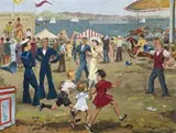 Regatta Day, Hobart by Betty Armstrong, 1938, oil on canvas on plywood, sold Apr 2010