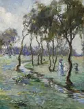 Mother And Children By A Stream by Dora Wilson, c.1905, oil on board, sold Apr 2010
