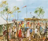 The Camooweal Picnics, Queensland by Hugh Sawrey, oil on canvas, sold Apr 2010