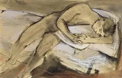 Boy Sleeping by Donald Friend, 1950, ink, watercolour and pastel on paper on board, sold Apr 2010
