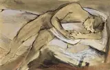 Boy Sleeping by Donald Friend, 1950, ink, watercolour and pastel on paper on board, sold Apr 2010