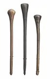 Three Throwing Clubs by Artefacts And Carvings, early 20th Century all of circular section, two with wide flattened striking section tapering into the shaft, the third, sold Jul 2010