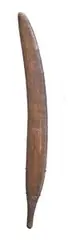 A Rainforest Sword Club by Artefacts And Carvings, of leaf like form tapering to a handle encrusted with black resin on the grip, sold Jul 2010