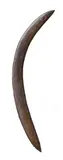 A Boomerang by Artefacts And Carvings, carved in hardwood, of biconvex section, and crescent shape, with old shiny patina overall, sold Jul 2010