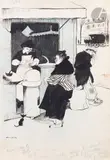 Deux roms en fuite by José Sancha, Encre et crayon bleu, sold Nov 2023