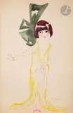 Maud Loty by Charles Carl Gesmar, Gouache sur traits de crayon, sold Nov 2023