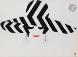 Femme au chapeau et aux boucles d’oreilles - double face by René Gruau, Gouache sur traits de crayon, sold Nov 2023