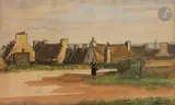 Village breton by Robert Louis Antral, Encre et aquarelle, sold Oct 2023