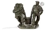 Retour de pêche by François Méheut, vers 1935, Épreuve en bronze à patine brun-vert, sold Oct 2023