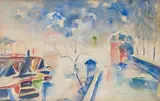 Paris, Bateaux Lavoirs au Pont-Marie by Élisée Maclet, Aquarelle, sold Oct 2023