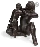Mère et son enfant by José Seguiri, Épreuve en bronze à patine brune, sold Oct 2023