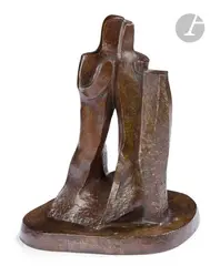 La Promenade by André Beaudin, Épreuve en bronze à patine brune, sold Oct 2023