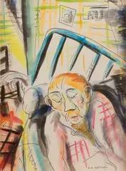 La Sieste by Gio Colucci, Aquarelle et encre, sold Oct 2023