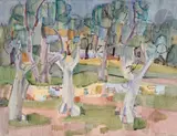 Vue de Biot by Claude Schürr, Aquarelle, sold Oct 2023