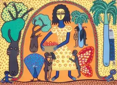 Scène animée by Manuel Mendive, 1983, Gouache, sold Dec 2014