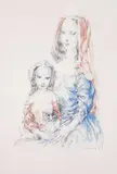 Mère et enfant (1964). (Cat S Buisson II, 64-25) by Léonard-Tsuguharu Foujita, Lithographie en couleur signée, sold Dec 2014