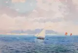 La baie de Naples, circa 1900 by Carlo Brancaccio, Aquarelle sur papier, sold Oct 2014