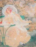 Elégante au jardin by Élisabeth Sonrel, Aquarelle gouachée, sold Oct 2014