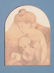 Maternité by Charles Angrand, Crayon gris et estompe sur papier découpé et contrecollé sur carton, sold Oct 2014