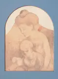 Maternité by Charles Angrand, Crayon gris et estompe sur papier découpé et contrecollé sur carton, sold Oct 2014