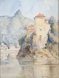 L'île Barbe by Fernand Thuaire, 1918, Aquarelle, sold Aug 2023
