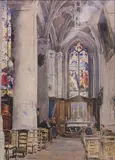 Intérieur d'église by Paul Lecomte, Aquarelle, sold Jul 2023