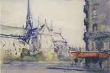 Notre-Dame by Louis Chervin, Aquarelle, sold Jul 2023