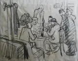 Partie de cartes by Prosper Rotge, Crayon, sold Jul 2023